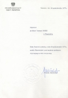 Notification of the title of full professor of music